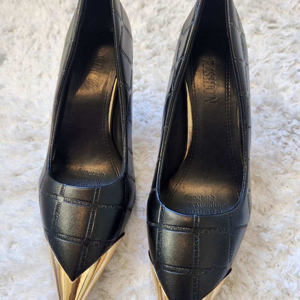 Black and Gold Women's Heels